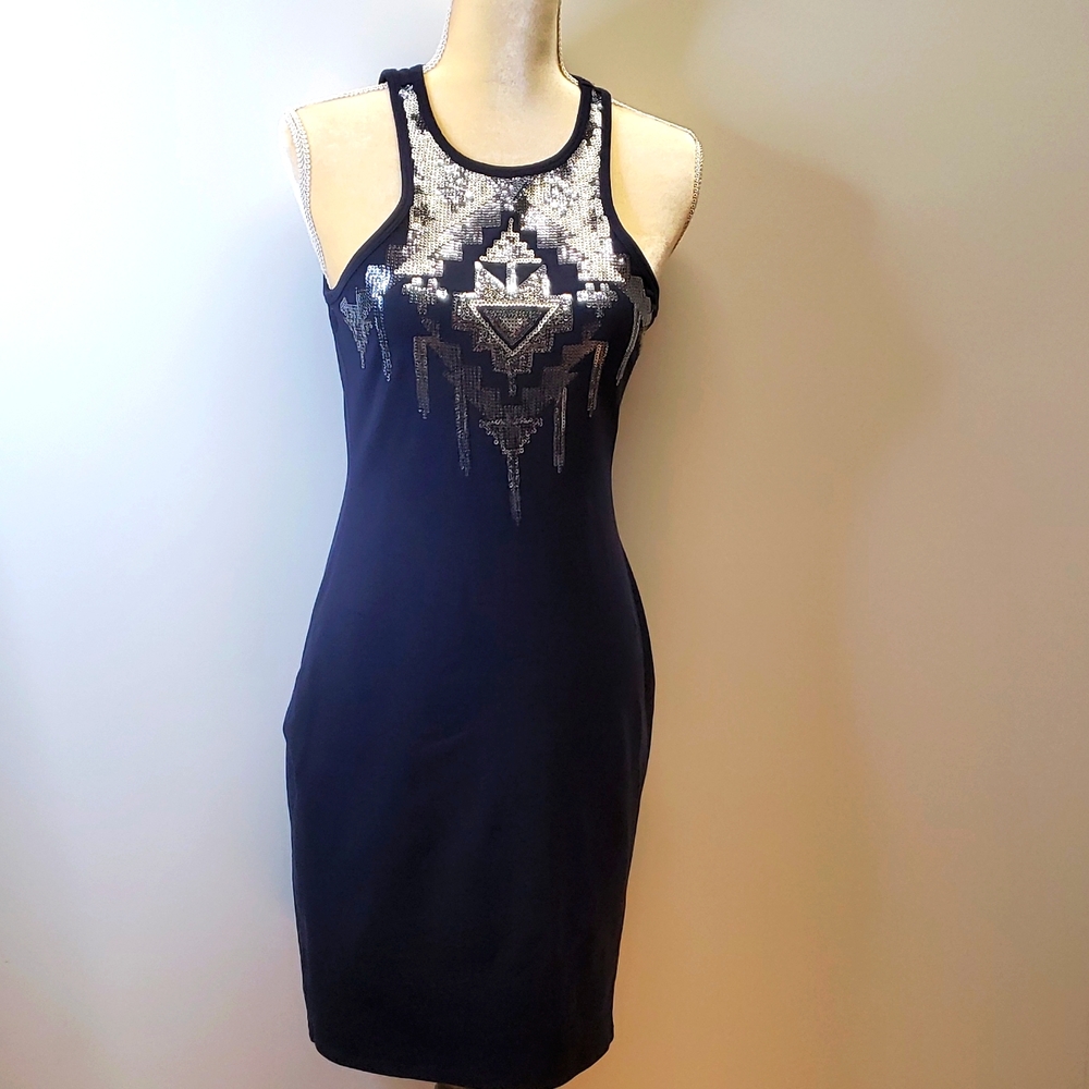 Size small Navy blue tank top dress with sequence. B6
